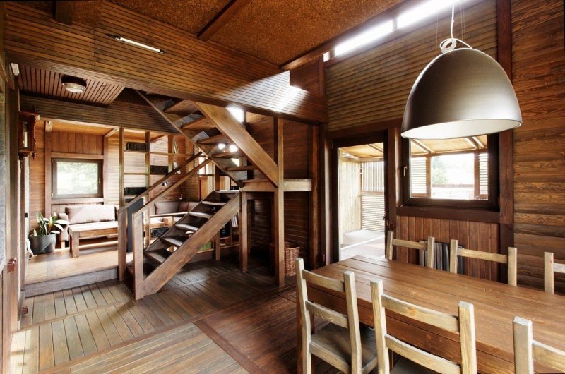 Interior design of a wooden house