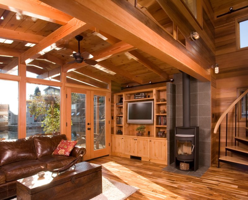 Interior of a country wooden house