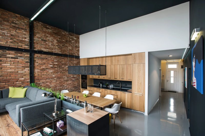 Kitchen living room in loft style