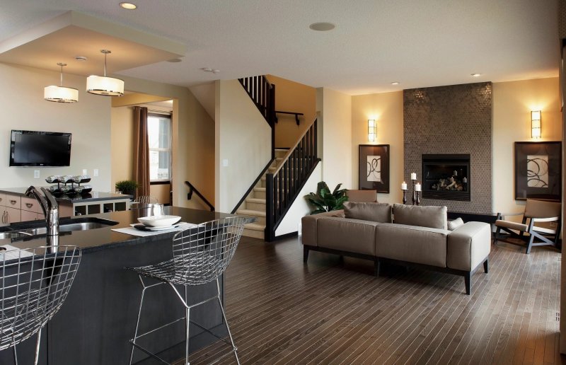 Kitchen living room with a staircase