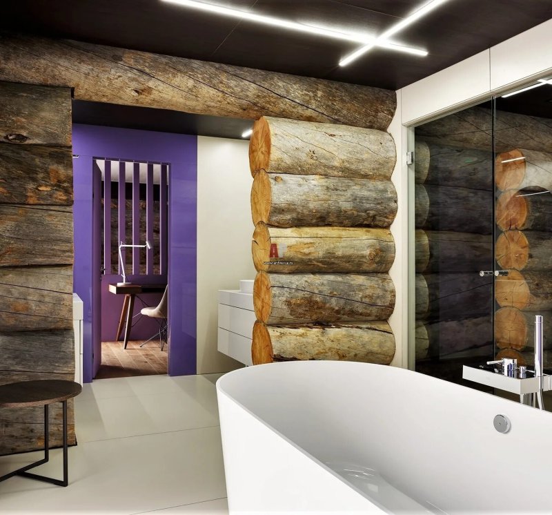 Bathroom in a Log House