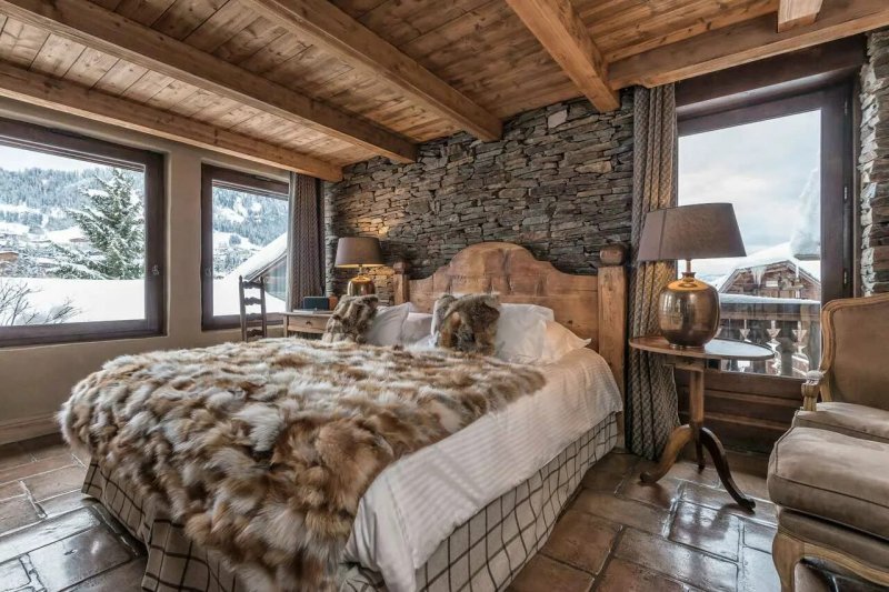 Alpine chalet interior bedroom