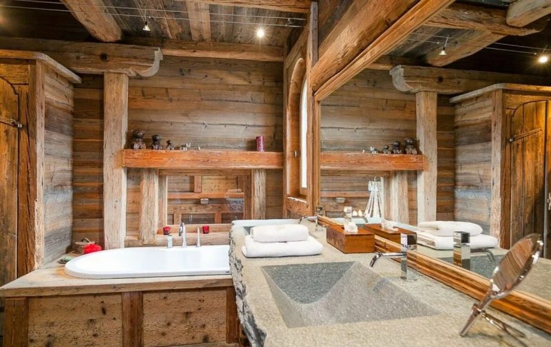 Alpine chalet interior bath