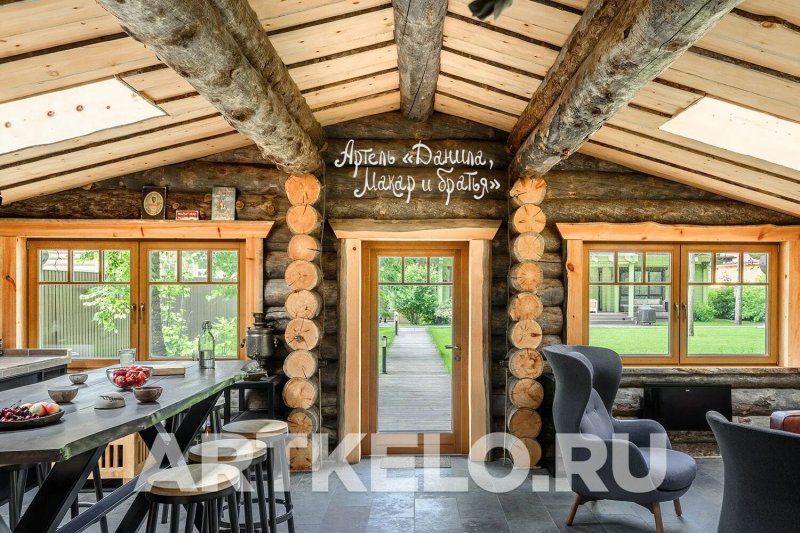 Interior in a wooden house