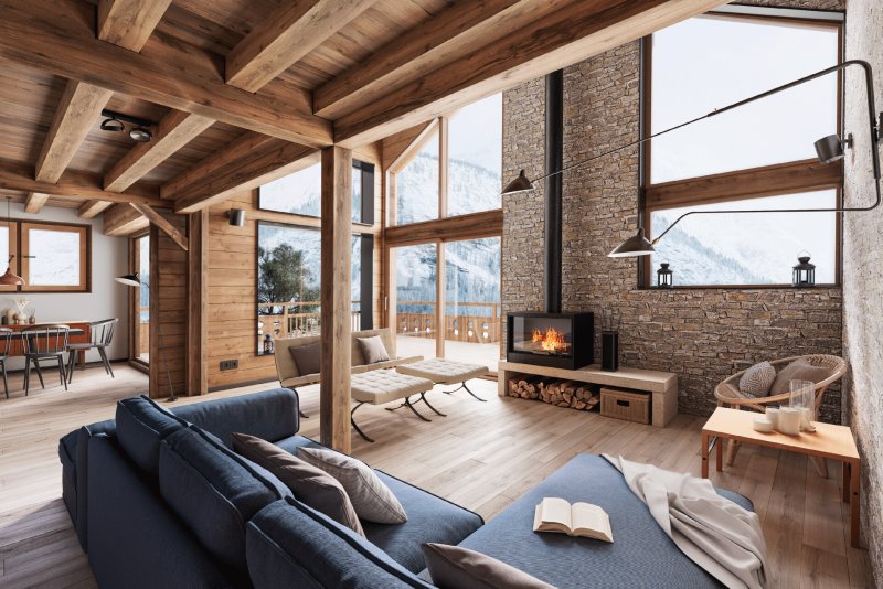 House interior in the chalet style