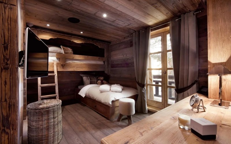 Alpine chalet interior bedroom