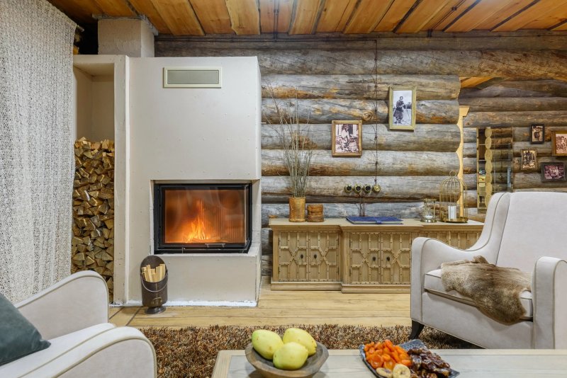 Interior in a wooden house