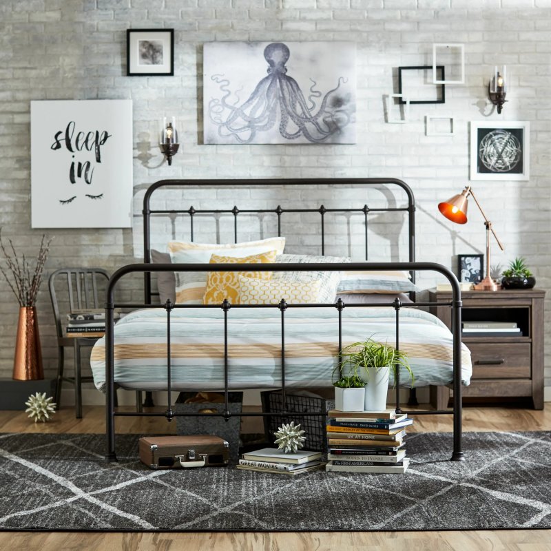 Metal bed in the interior