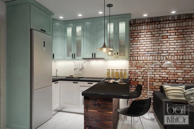 Kitchen living room in loft style