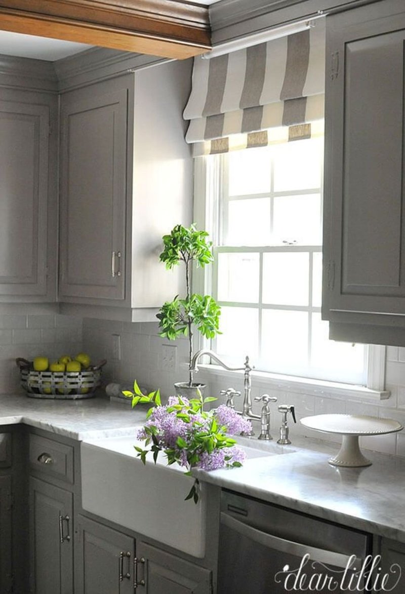 Gray kitchen in the interior