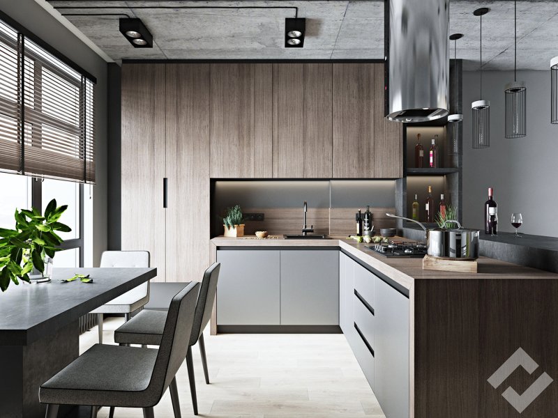 Gray kitchen in a modern style