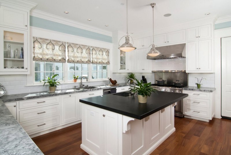 Kitchen with two windows