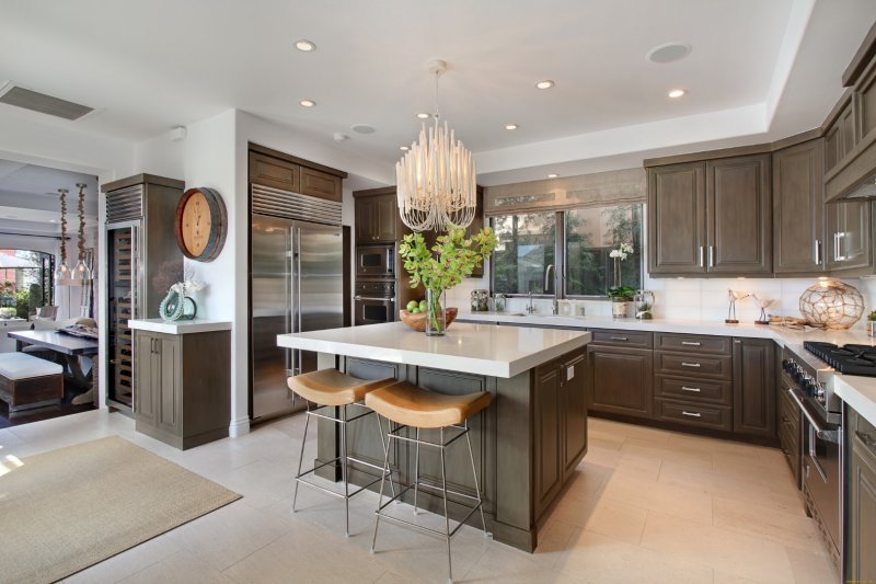 Kitchen with a island in a modern style in an apartment