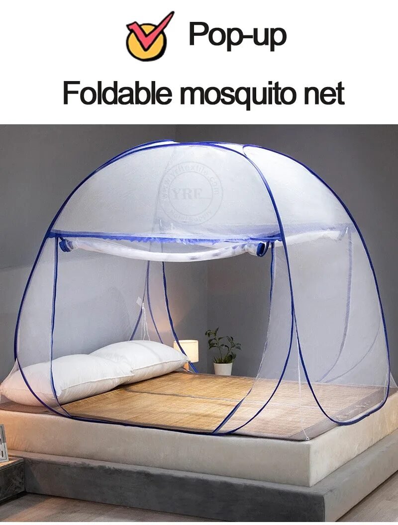 Mosquito tent on the bed