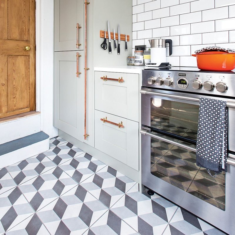 Kitchen tiles on the floor