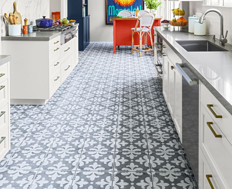 Tiles in the kitchen on the floor design