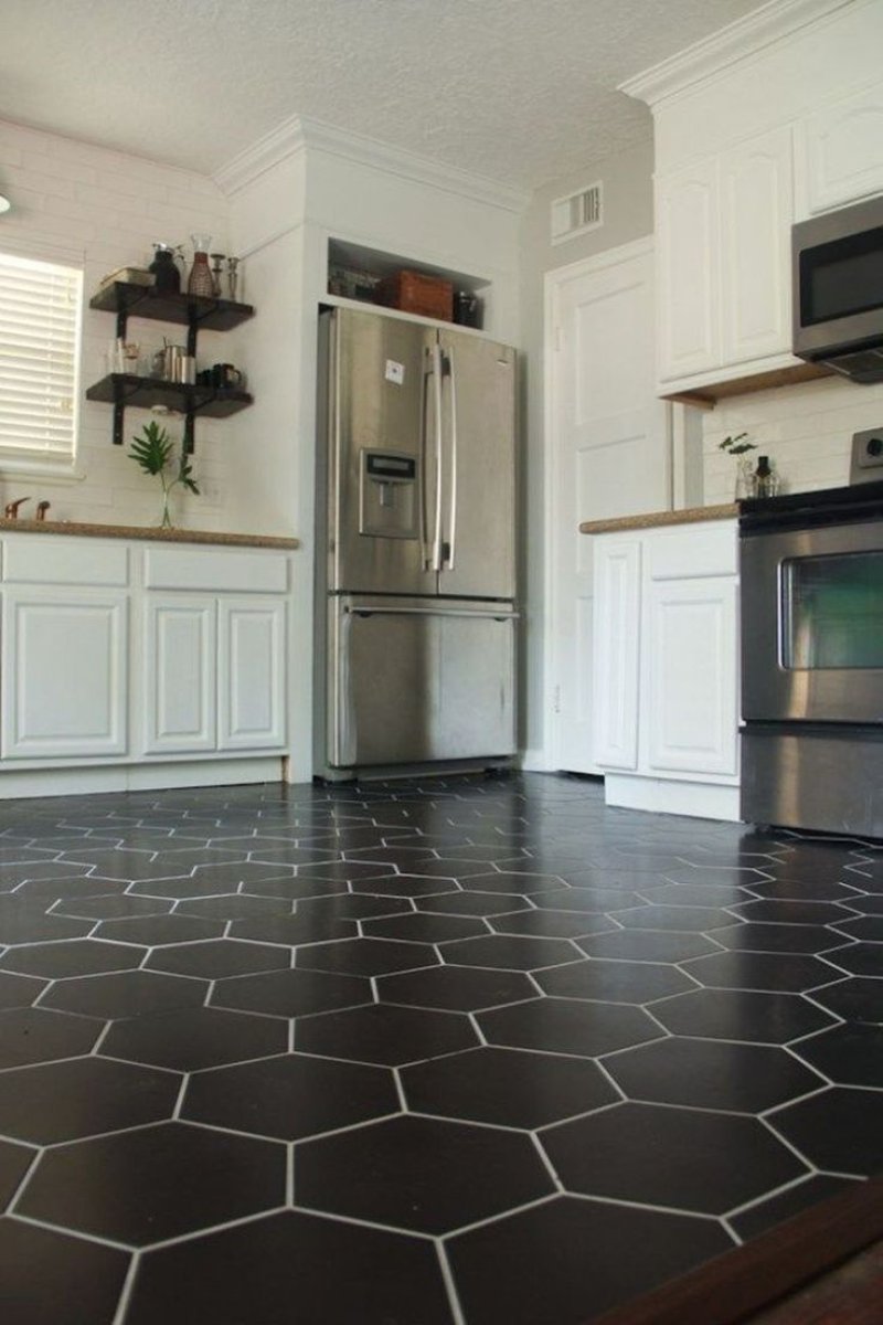 Tiles in the kitchen on the floor design