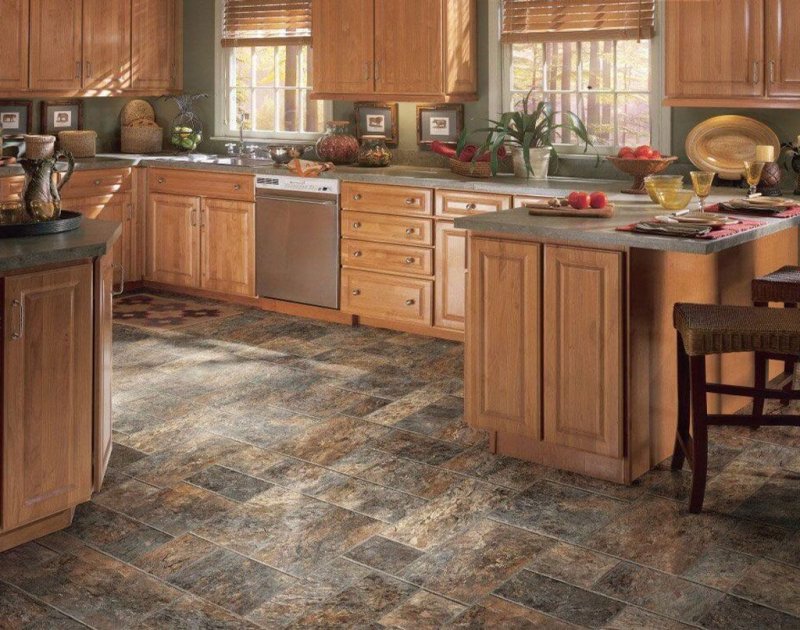 Linoleum in the interior of the kitchen