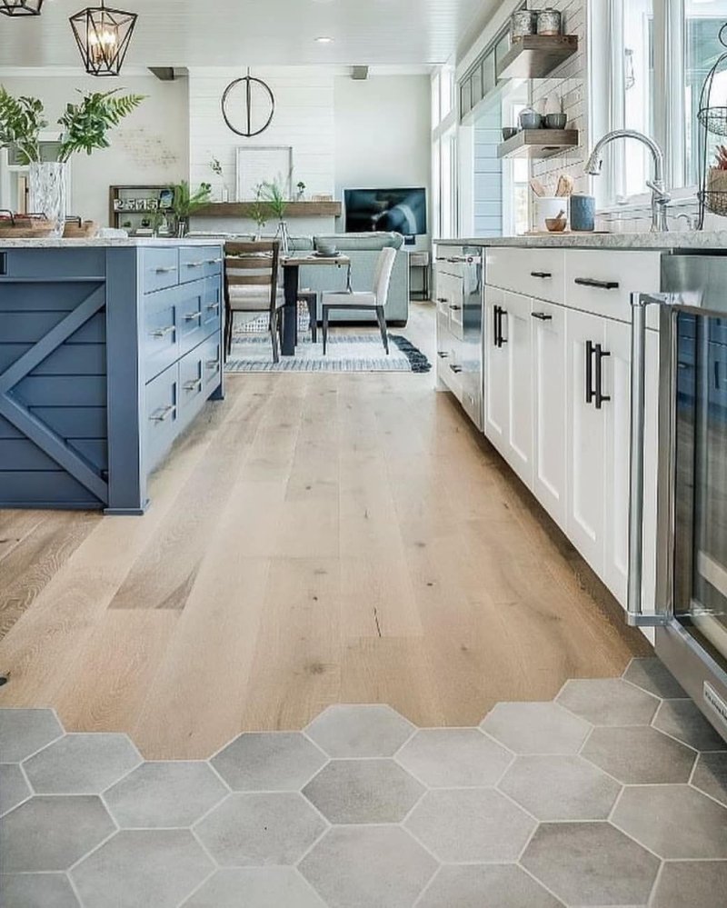 Kitchen living room tiles and laminate