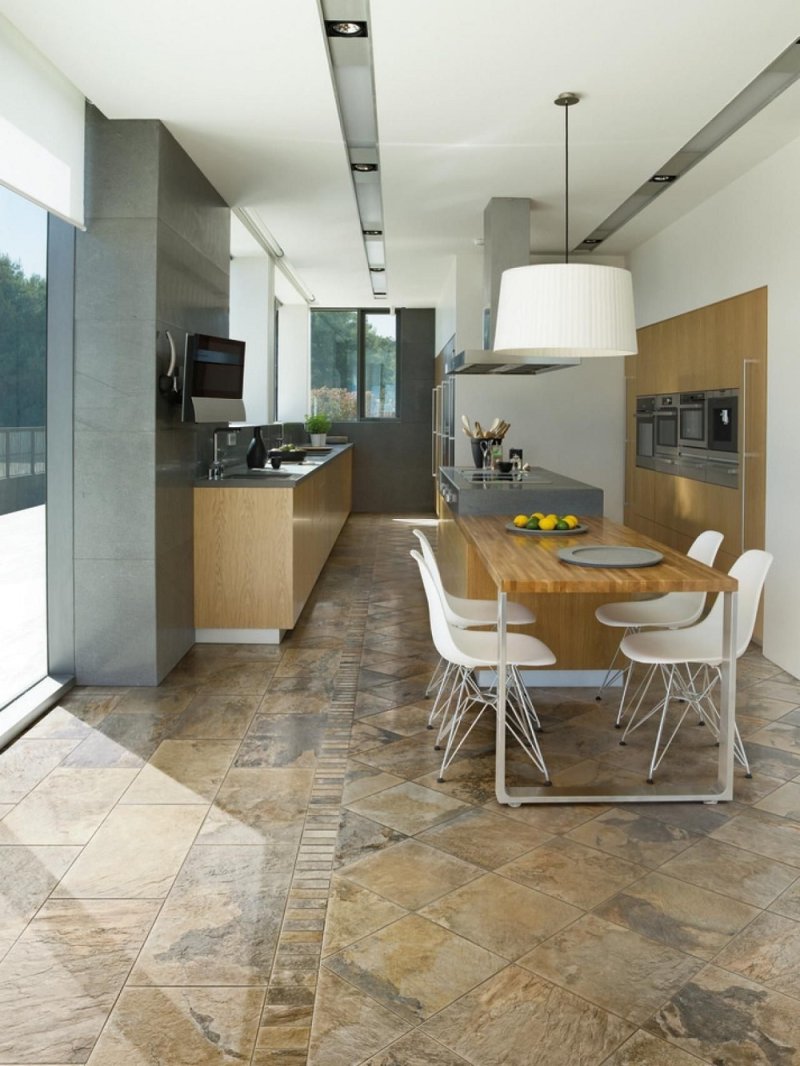 Porcelain tile in the interior of the kitchen