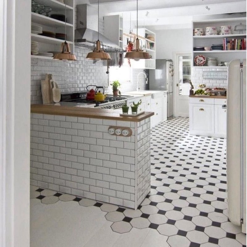 Tiles in the kitchen on the floor design