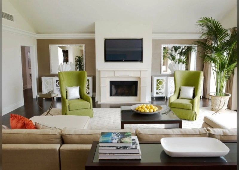 Living room in olive color