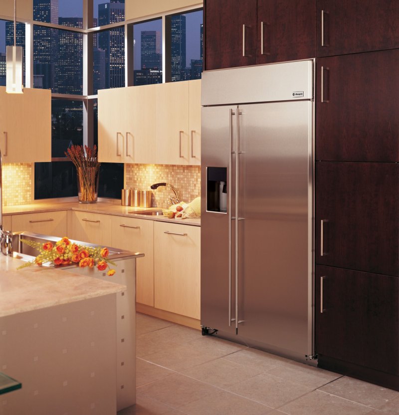 Kitchen design with a two -door refrigerator