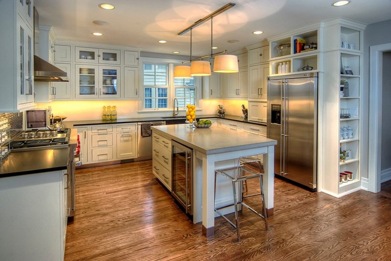 Kitchen design with a large refrigerator