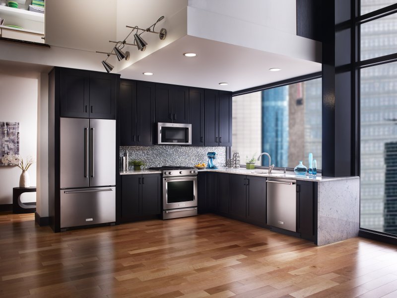 The interior of the kitchen is modern