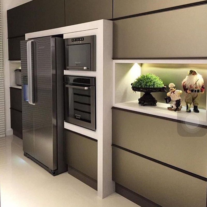 Kitchen design with a two -door refrigerator