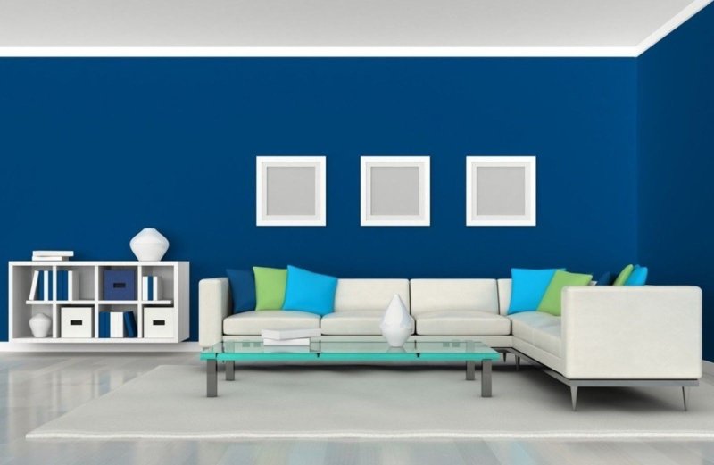 Blue walls in the interior