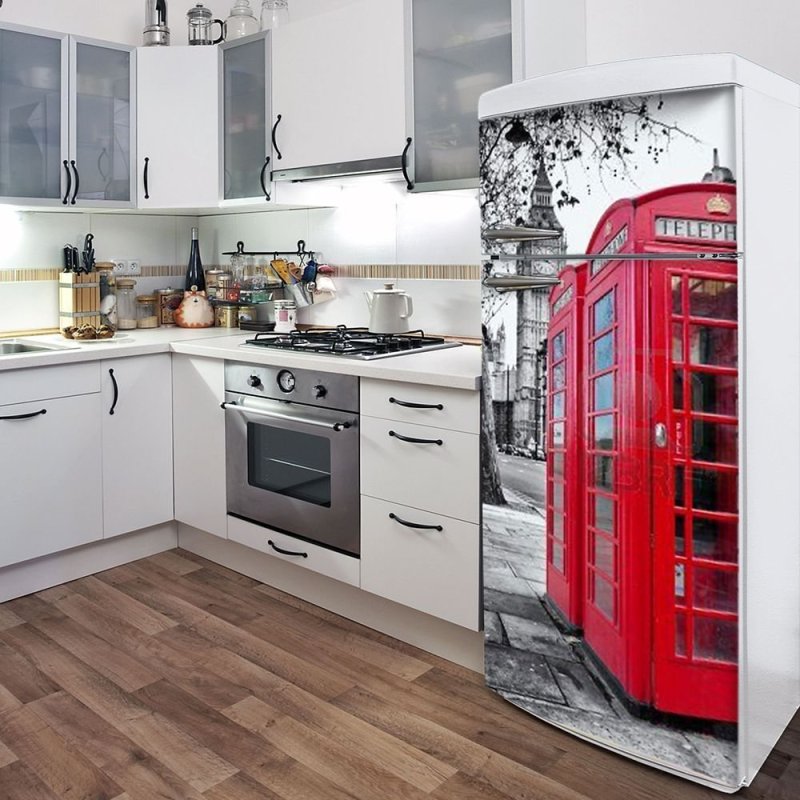 Refrigerator in the interior of the kitchen