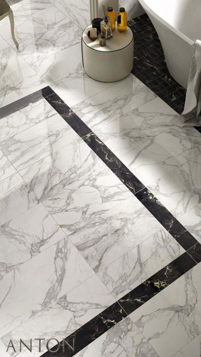 Marble porcelain border in the interior