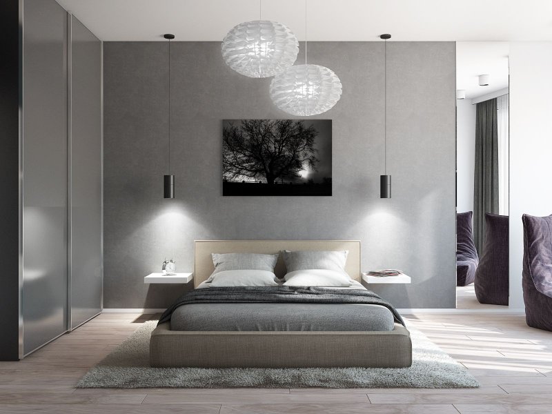 Bedical in a modern style in gray tones