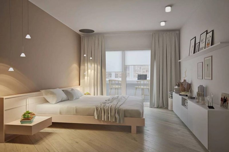 The bedroom in a modern style in light colors