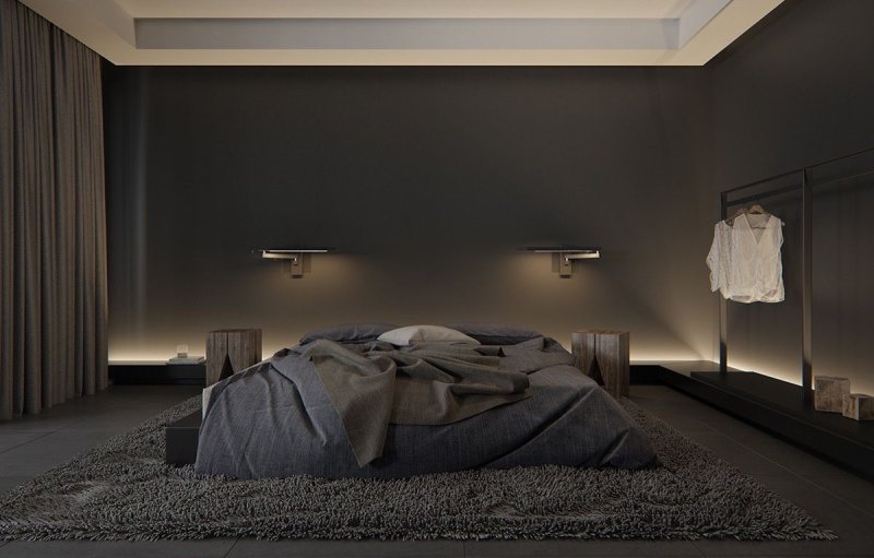 The bedroom in a minimalist style