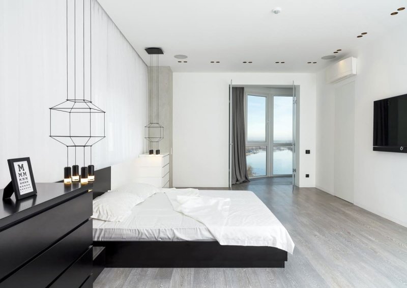 Minimalism style in the interior of the bedroom