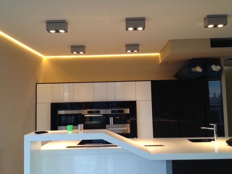 Stretch ceilings with backlight for the kitchen