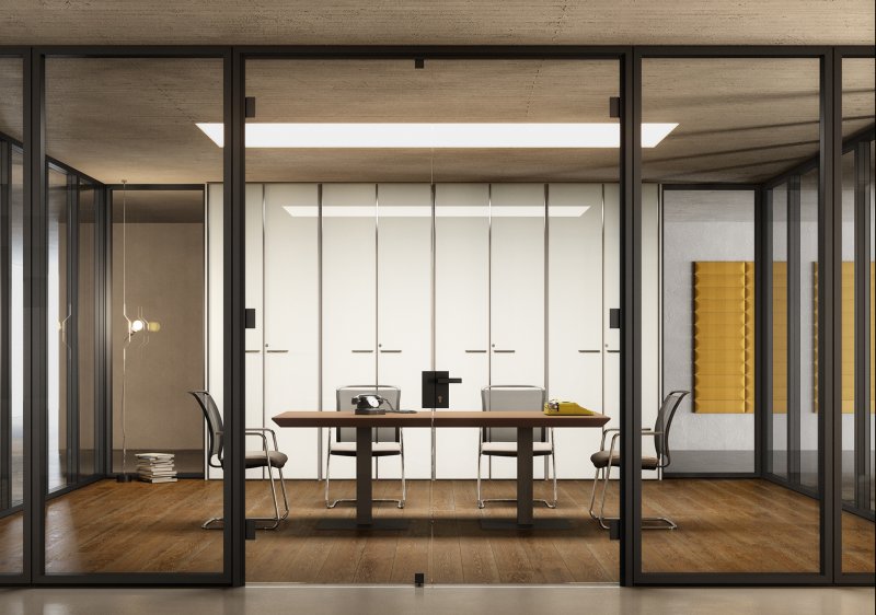 Glass partition for office