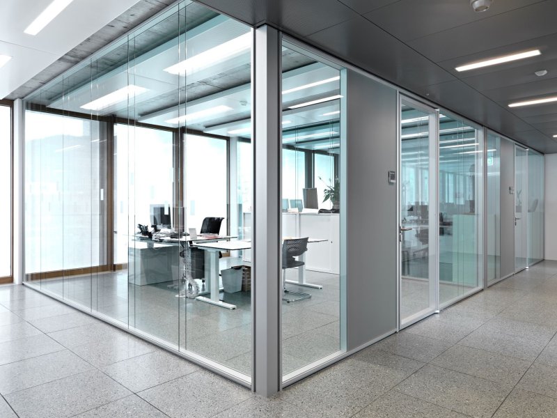 Glass office partitions