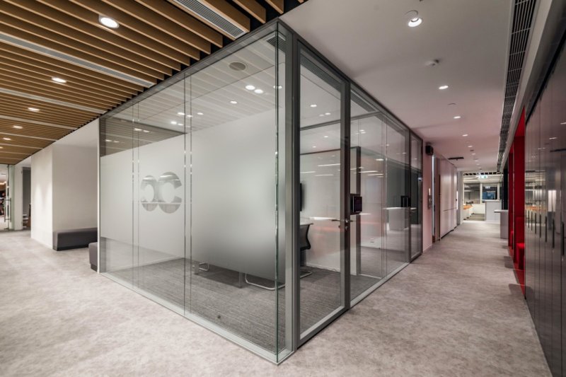 Glass partition for office