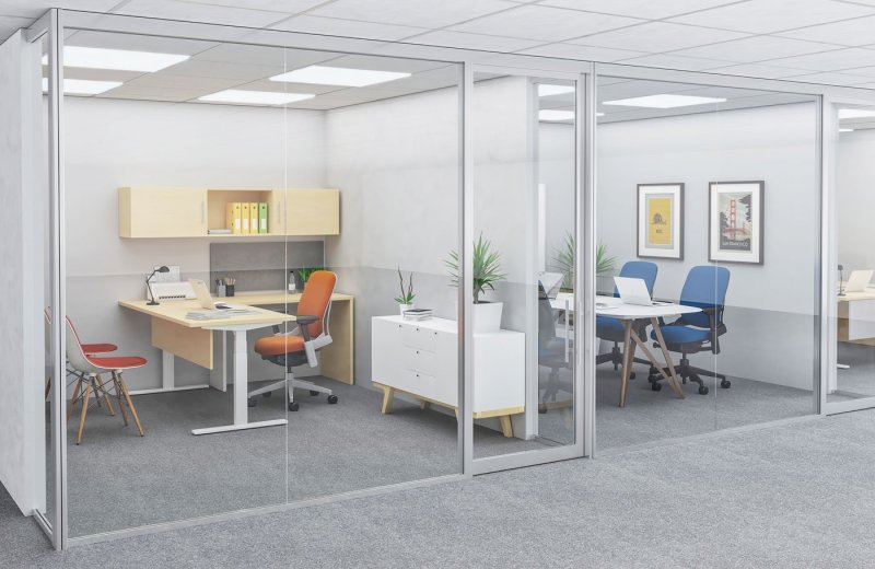 Glass partition for office