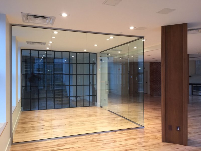 Glass office partitions