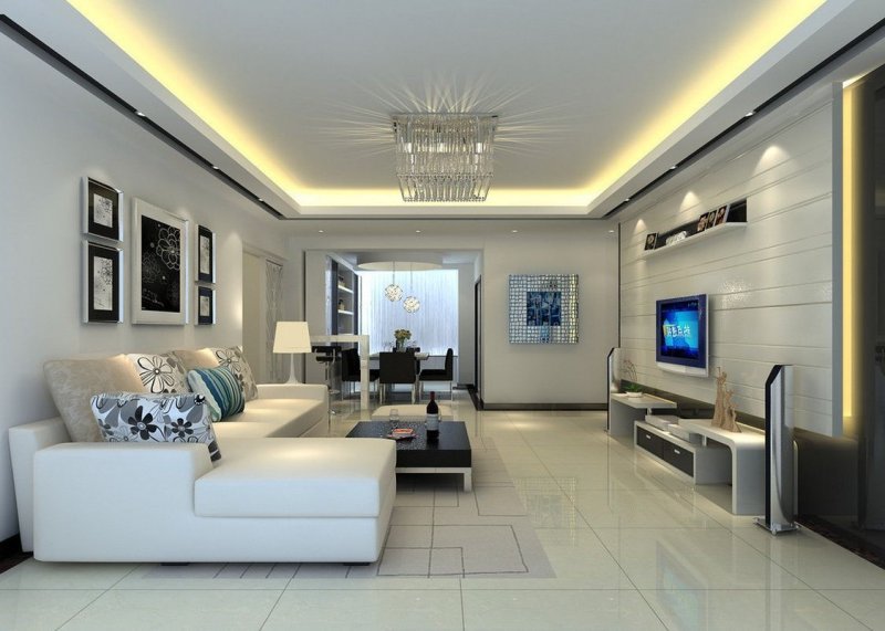 The design of ceilings for the living room in a modern style