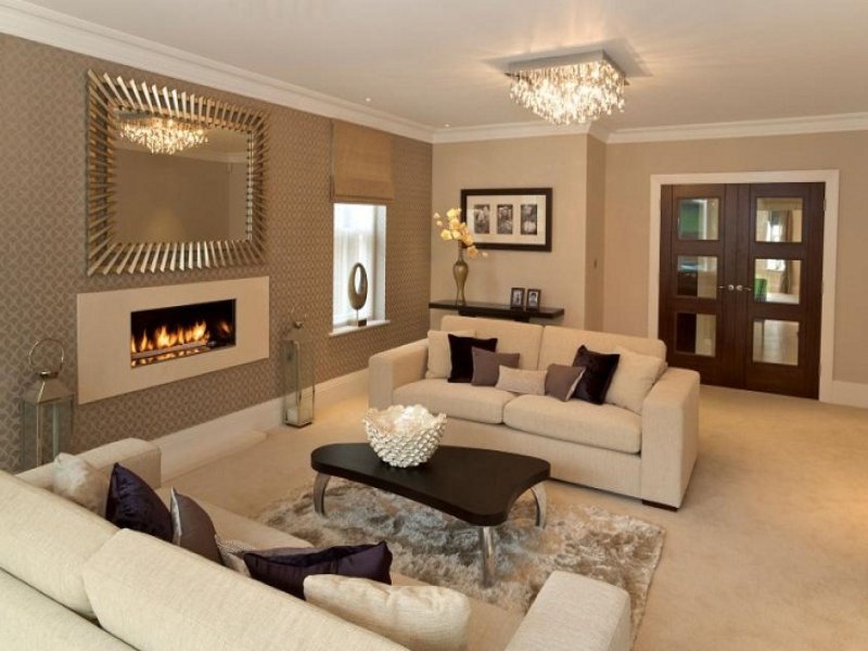 Beige interior of the living room