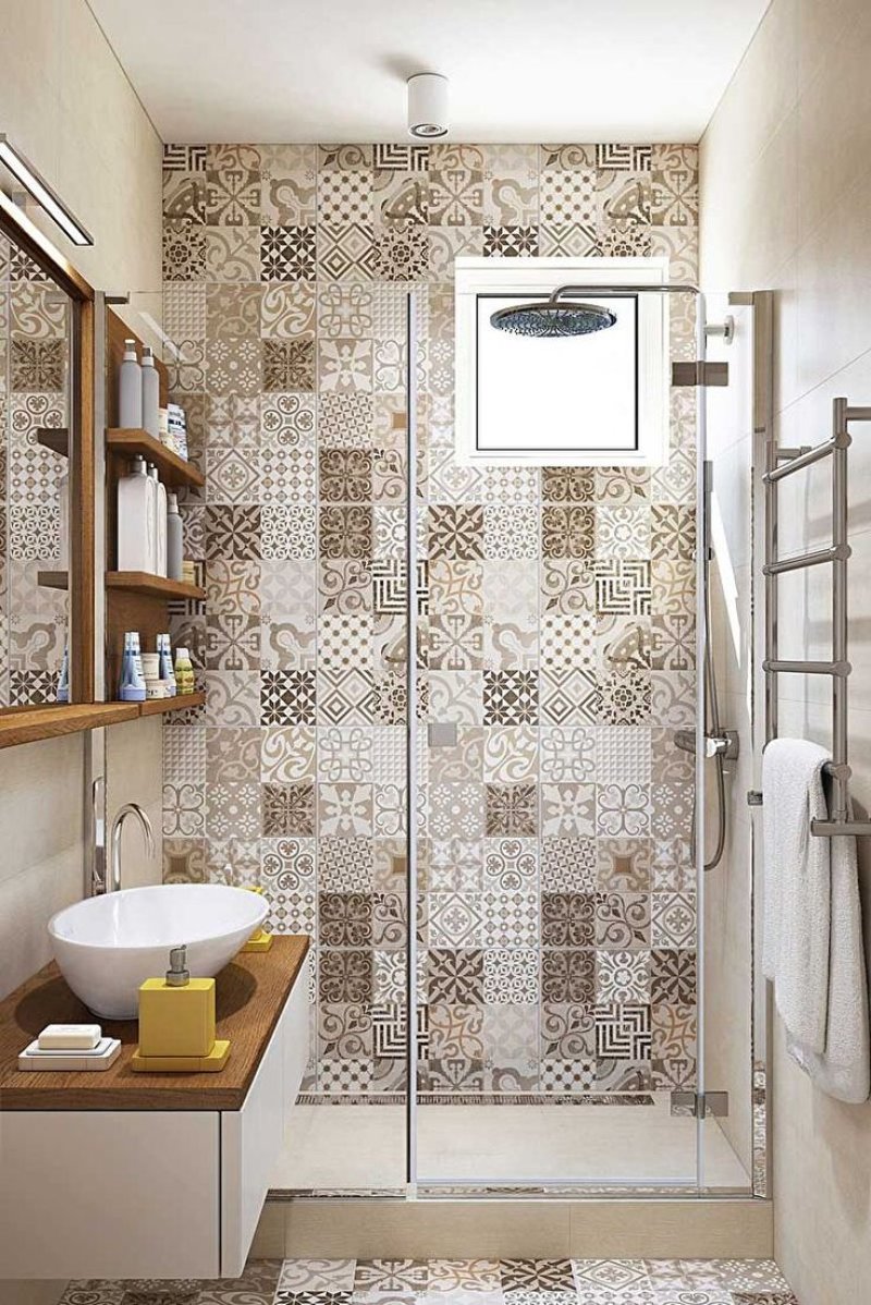 Bathroom patchwork tiles