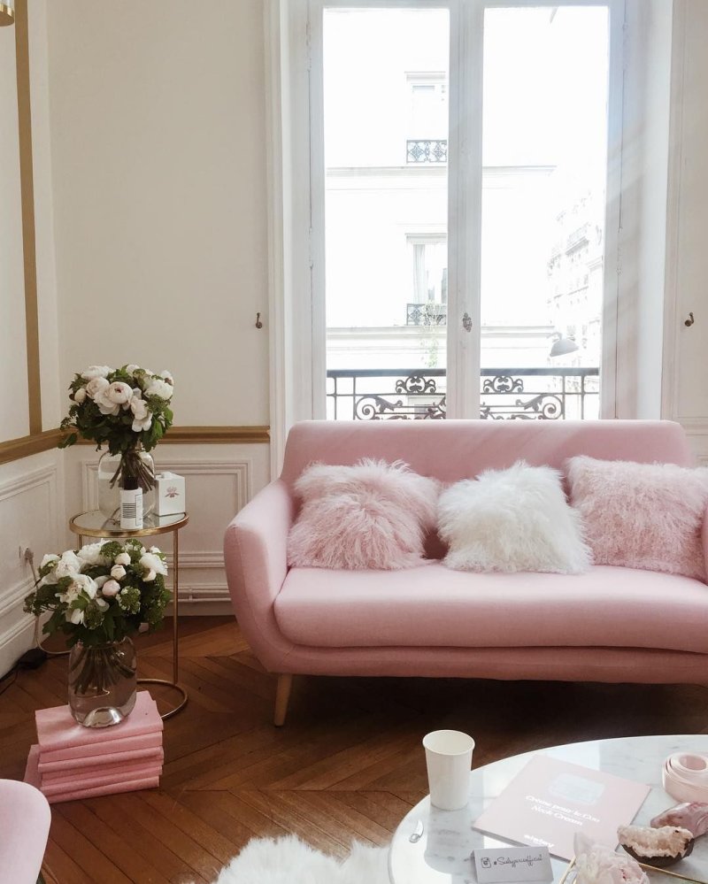 Pink sofa in the interior