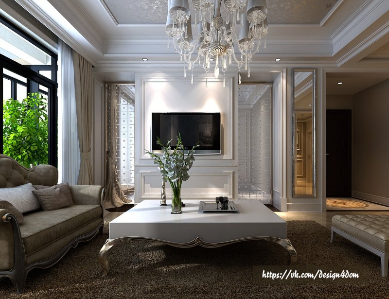 Design of the living room in the neoclassic style