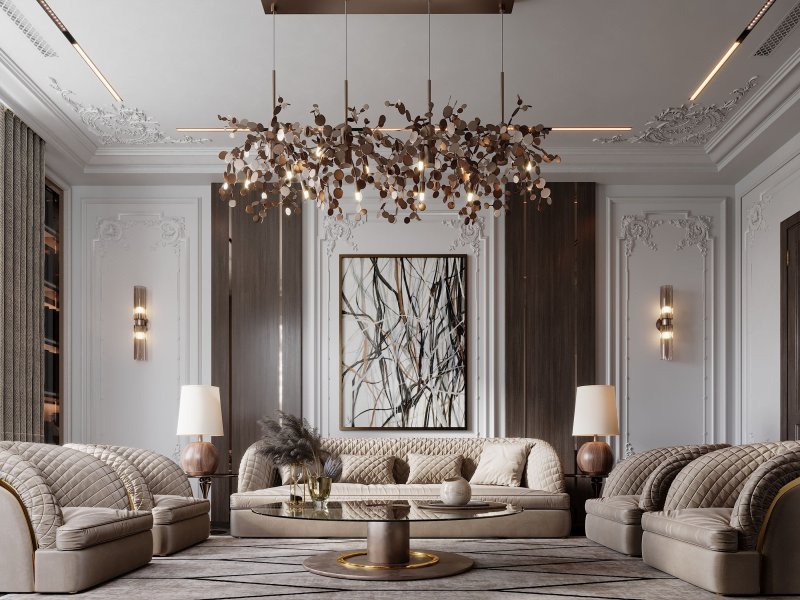 Classic chandeliers in the interior