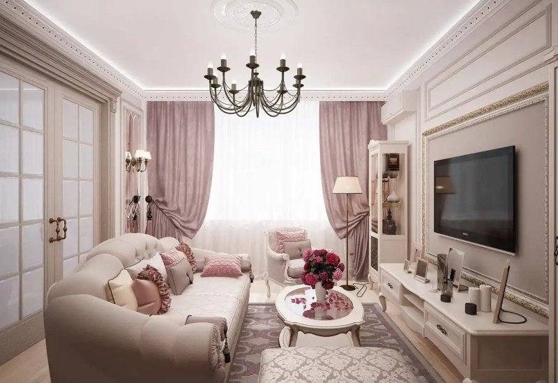 Living room in powder tones